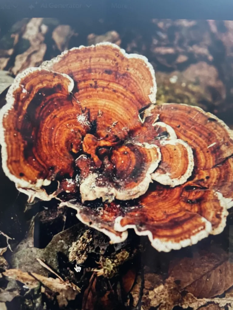 close up image of mushroom on a branch